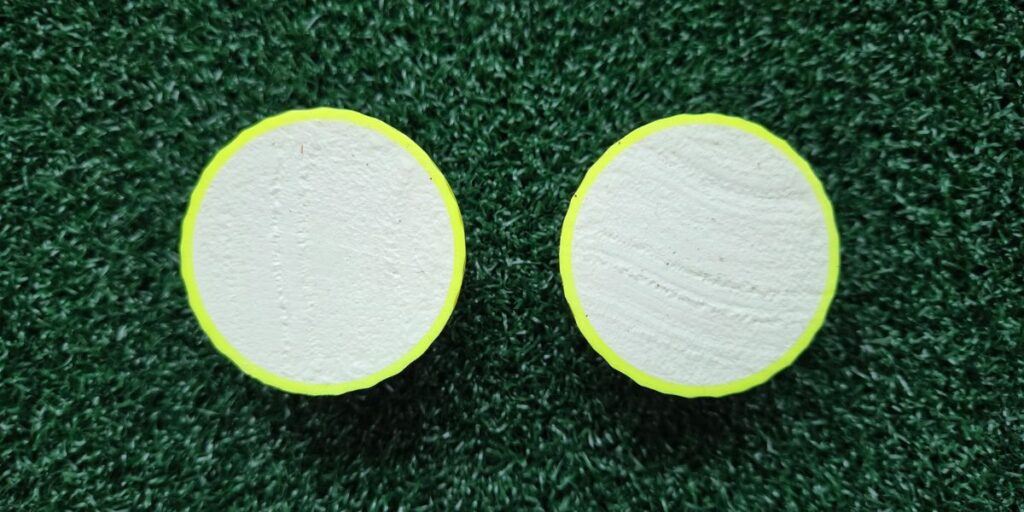 2023 Bridgestone e6 golf ball split in two showing the inner core