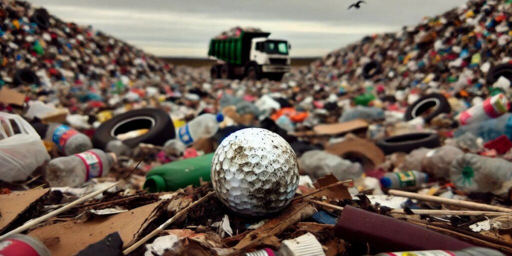 golf ball sitting on a landfill