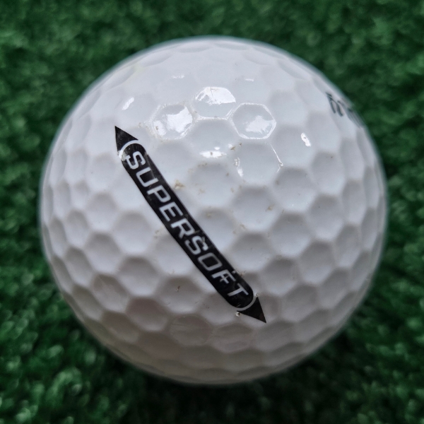 image of the 2025 Callaway Supersoft Golf Ball showing scuffs and marks after playing a round of golf