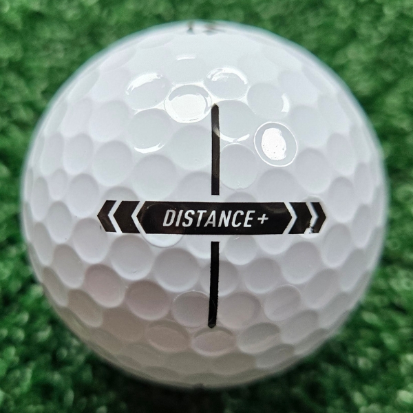 2025 TaylorMade Distance Plus golf ball showing the putting alignment