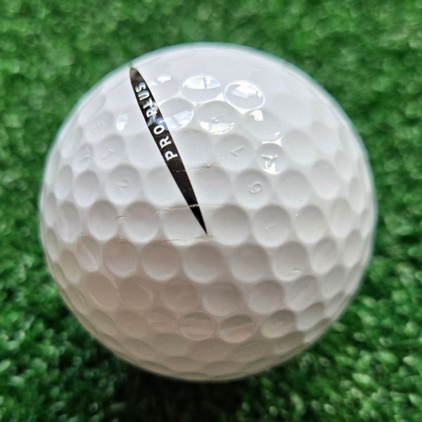2024 Vice Pro Plus Golf Ball showing marks and scuffs on the golf ball after a round of golf