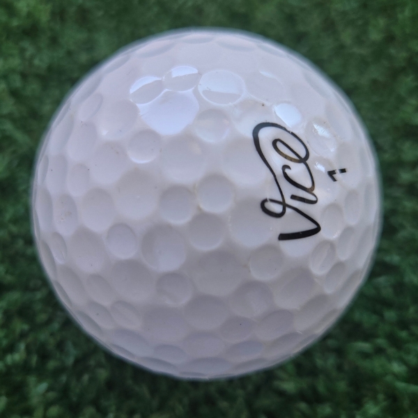 2024 Vice Tour Golf Ball showing marks and scuffs after a round of golf