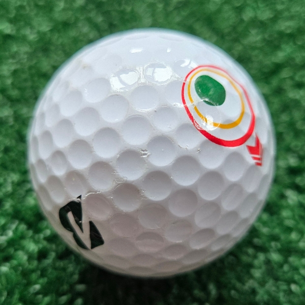 2025 Bridgestone e12 Speed Golf Ball showing scuffs and marks on the golf ball after a round of golf