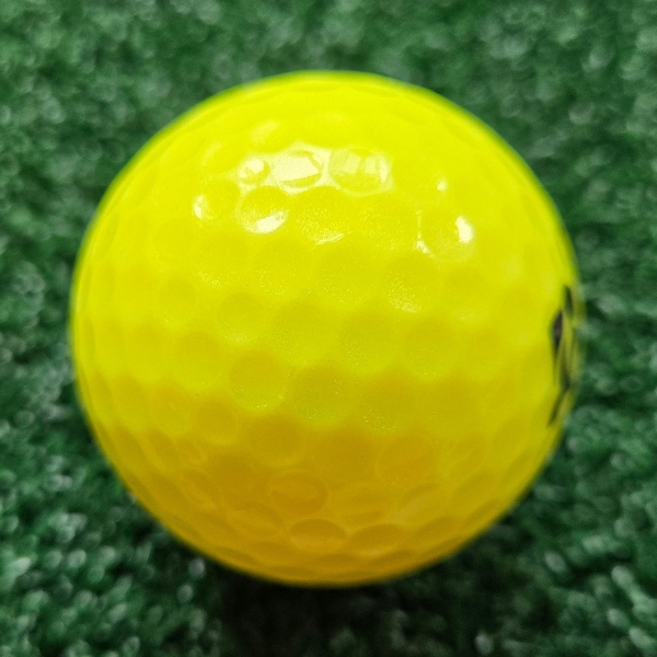 2025 Bridgestone e6 Soft Optic Yellow Golf Ball showing marks and scuffs after a round of golf