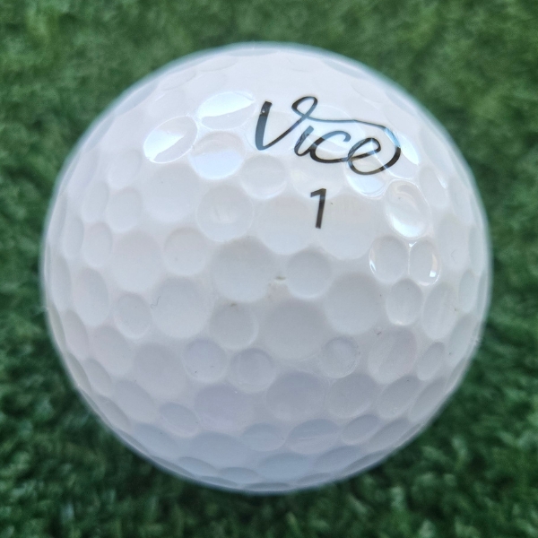 2024 Vice Drive Golf Ball showing marks and scuffs on the ball after a round of golf