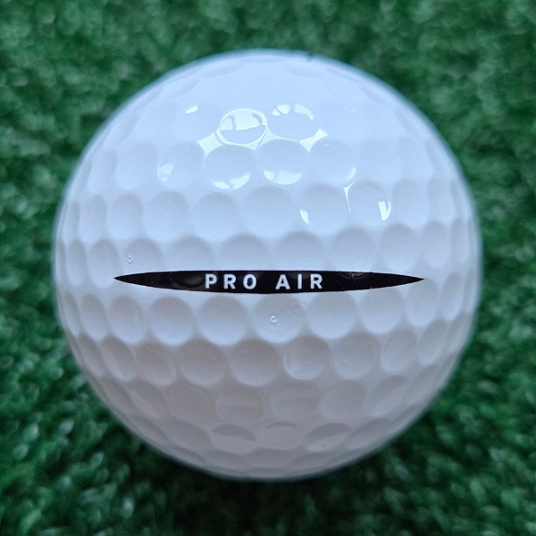 2024 Vice Pro Air Golf Ball showing the putting alignment with text "Pro Air" inside a black line with pointy ends on each side