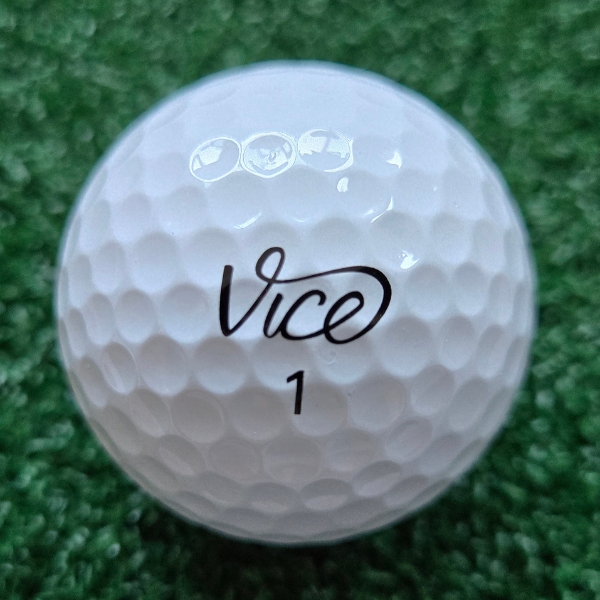 2024 Vice Pro Golf Ball showing the Vice logo and the ball number on the ball