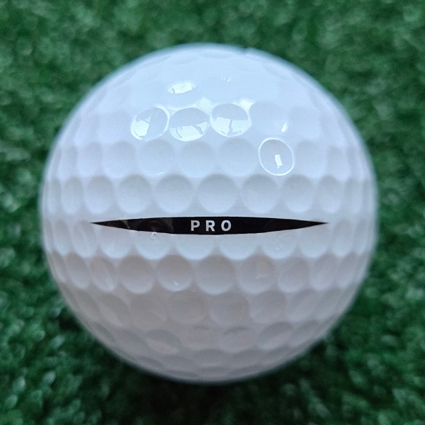 2024 Vice Pro Golf Ball showing the putting alignment that reads "Pro" in a black line with pointy edges