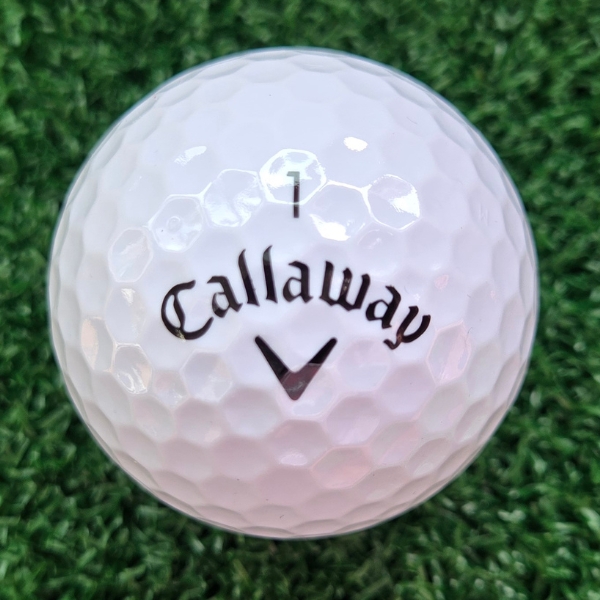 2025 Callaway Warbird Distance Plus golf ball showing the Callaway logo and the ball number "1" on the ball